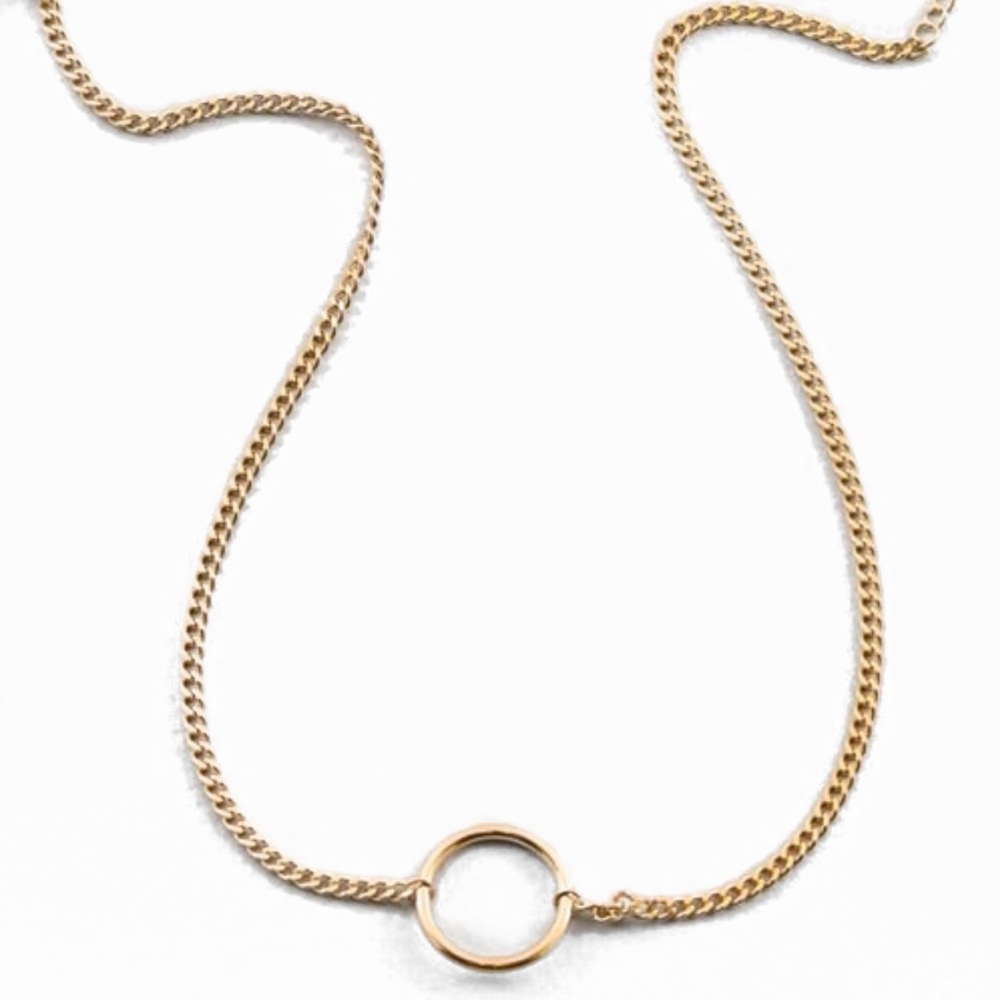 Dainty Gold dipped Circle Chain Necklace